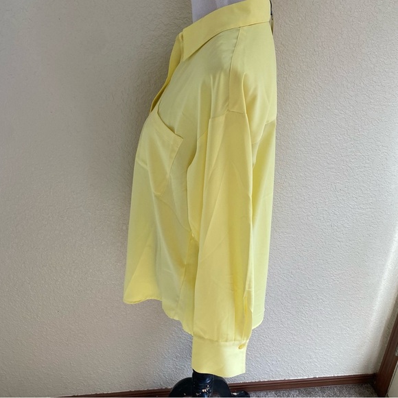 NWT The Drop Rachmartino Lemon Pastel Yellow Heart Shaped Button Down Shirt: L - Picture 7 of 12